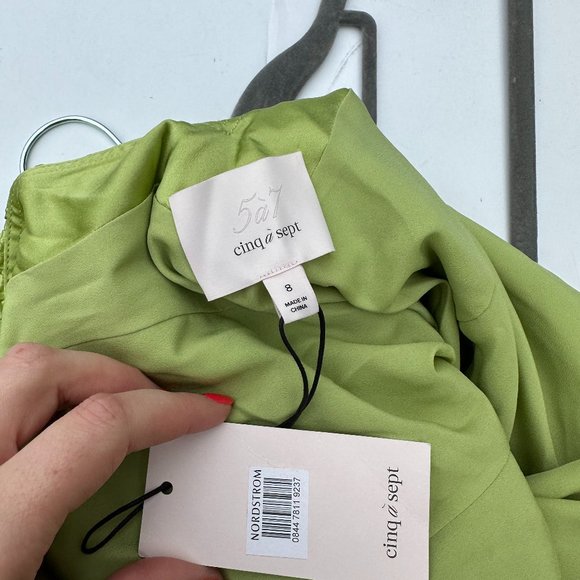 Cinq À Sept Petunia Silk Cocktail Mini Dress Prickly Pear Ruffle Trim Sz 6 - Picture 3 of 11